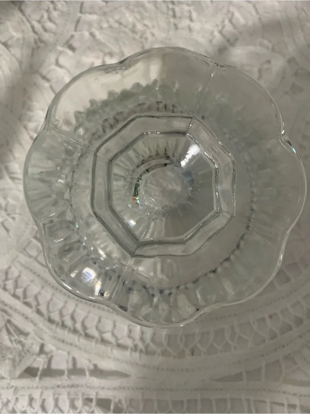 Vintage Indiana Glass Diamond Point Fairy Lamp Clear Base w Original Box